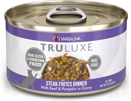 Weruva TruLuxe Cat Food, Steak Frites Dinner with Beef & Pumpkin in Gravy, 3oz Can (Pack of 24)