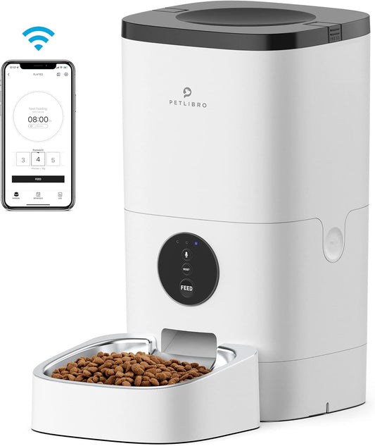 PETLIBRO Automatic Dog Feeder, 6L Dog Food Dispenser with Customize Feeding Schedule, Wi-Fi Automatic Dog Feeder with Timer Interactive Voice Recorder, Auto Dog Feeder for Cat Pet 1-4 Meals