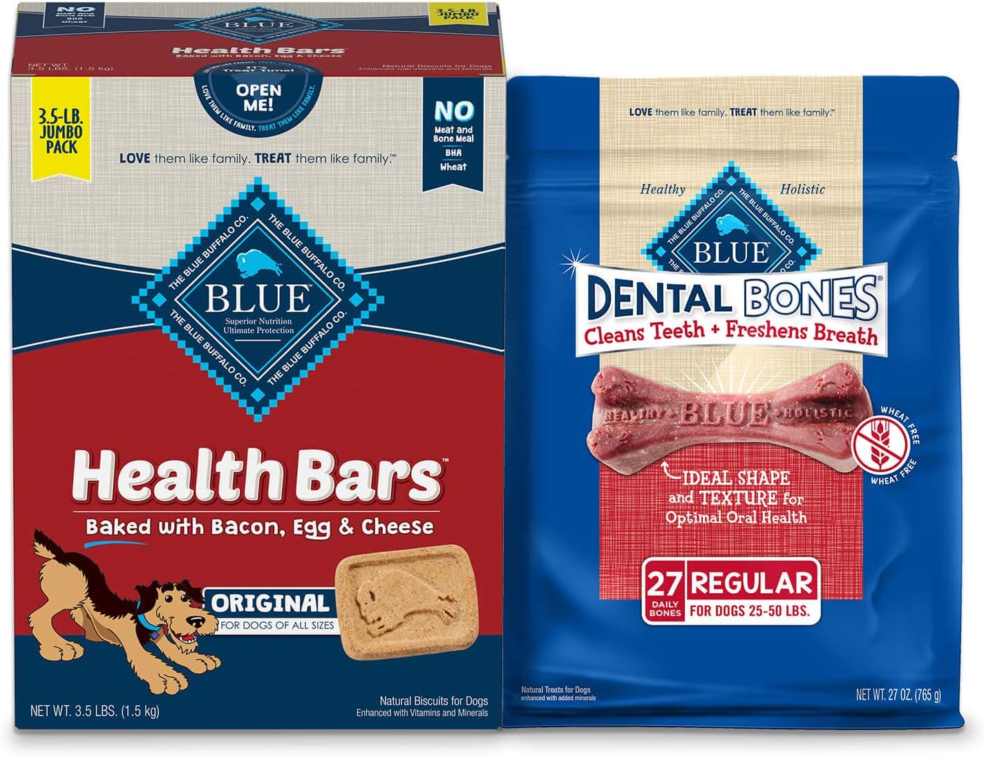 Blue Buffalo Health Bars and Dental Bones Dog Treats Variety Bundle