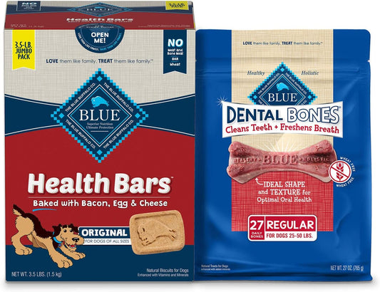 Blue Buffalo Health Bars and Dental Bones Dog Treats Variety Bundle