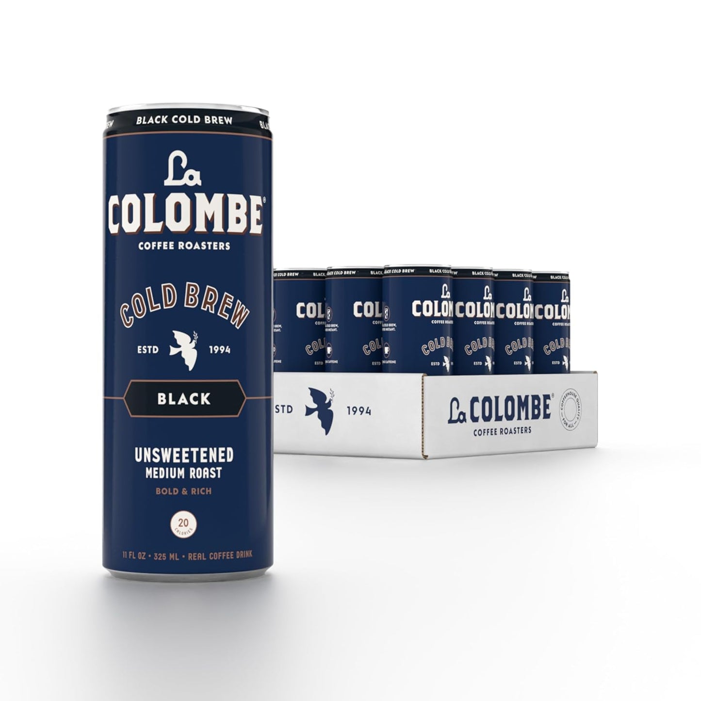 La Colombe Coffee, Cold Brew Black, Unsweetened, 11 fl oz Cans (Pack of 12), Coffeehouse Quality, Natural Sweetness, Specialty Grade Coffee Beans, Ready-to-Drink On-the-Go