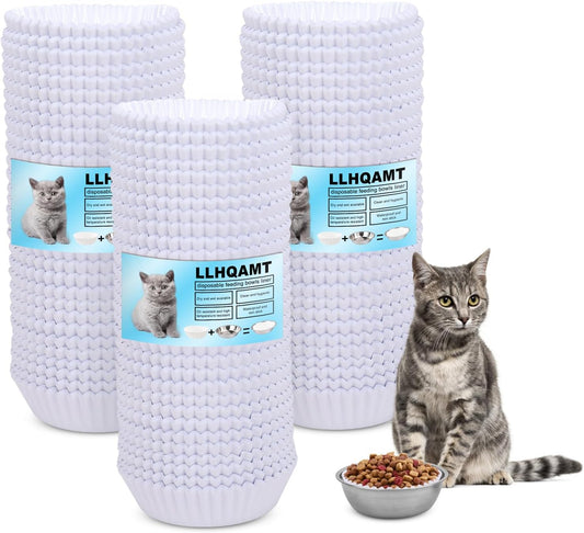 Disposable Pet Food Bowls Pad Paper, Thickening Disposable Pet Bowls, Disposable Pet Food Bowls Small Lining, Suitable for Dry and Wet Food, Kittens, Puppies (900,Not Included Stainless Steel Bowls)