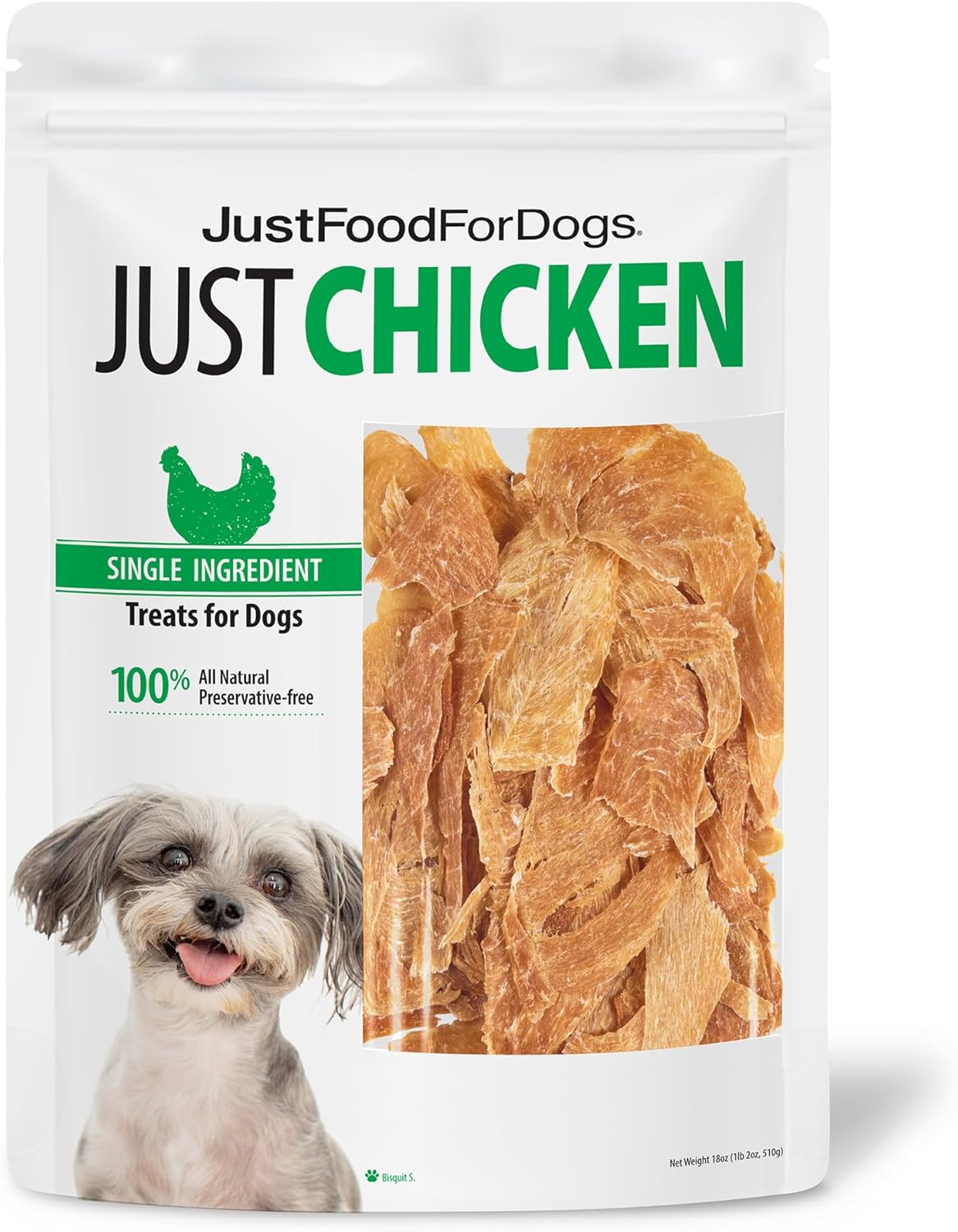 JustFoodForDogs Snack for Dogs, Single-Ingredient Chicken Healthy Dog Treats, 18 oz