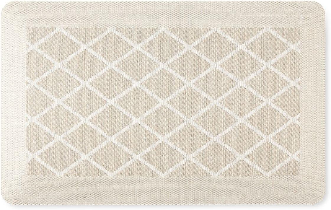 Martha Stewart Miles Modern Diamond Anti-Fatigue Air-Infused Kitchen Mat, Beige, 19.6"x32"