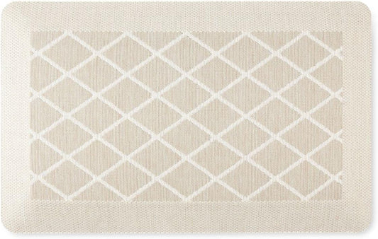 Martha Stewart Miles Modern Diamond Anti-Fatigue Air-Infused Kitchen Mat, Beige, 19.6"x32"