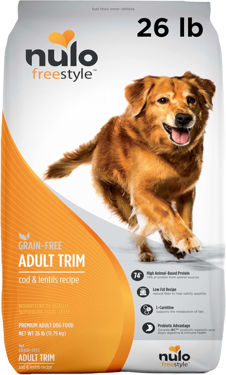 Nulo Freestyle Adult Trim Formula Dry Dog Food, Grain-Free Dog Kibble, Helps Promote Weight Management, With Healthy Digestive Aid BC30 Probiotic and L-Carnitine 26 Pound (Pack of 1)