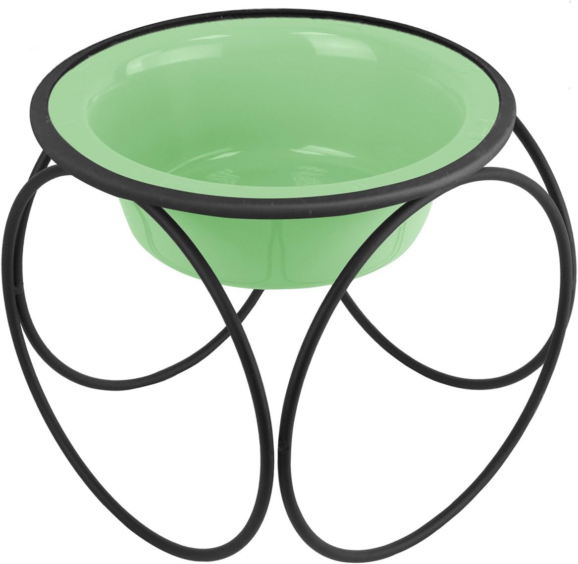 Platinum Pets Olympic Single Diner Feeder with Stainless Steel Dog Bowl, Small, Mint Green