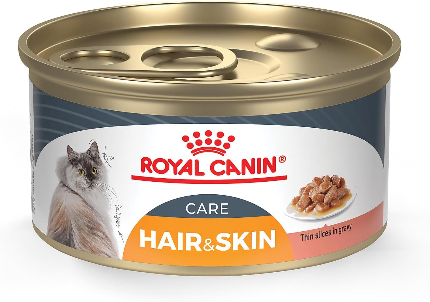 Royal Canin Feline Care Nutrition Hair & Skin Care Thin Slices in Gravy Canned Cat Food, 3 Ounce (Pack of 24)