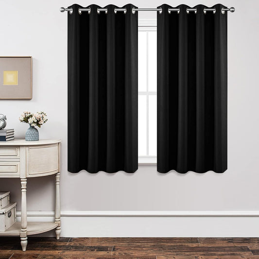 Joydeco Blackout Curtains 63 Inch Length 2 Panels Set, Thermal Insulated Long Drapes 2 Burg, Room Darkening Grommet Curtains for Living Room Bedroom Window