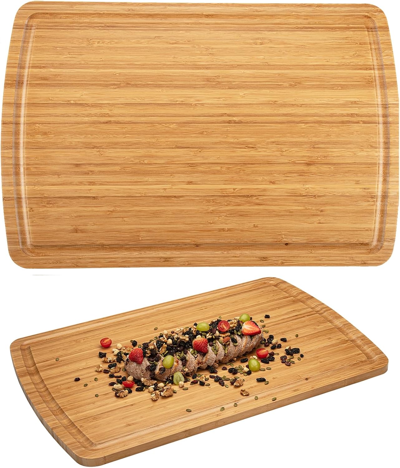 30 Inch Extra Large Bamboo Cutting Board for Kitchen, Wooden Stove Top Cover Noodle Board, Meat Cutting Board for BBQ with Juice Groove, Over the Sink Cutting Board