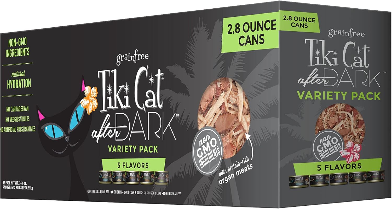 After Dark, Variety Pack, High-Protein and 100% Non-GMO Ingredients, Wet Cat Food for Adult Cats, 2.8 oz. Cans (Pack of 12)