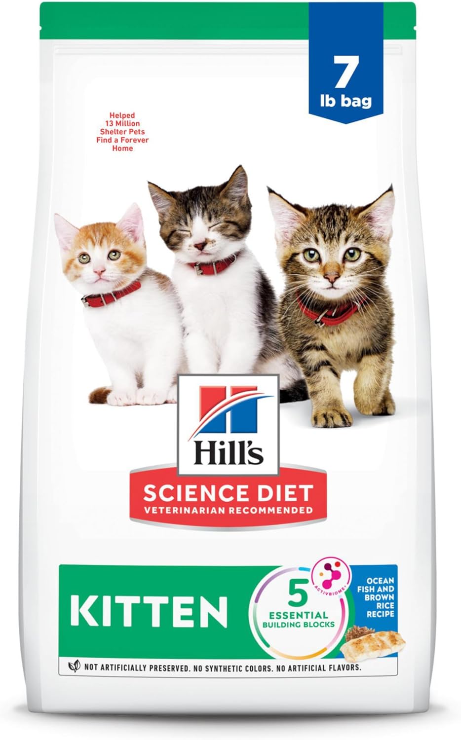 Hill's Science Diet Kitten, Kitten Premium Nutrition, Dry Cat Food, Ocean Fish & Brown Rice, 7 lb Bag