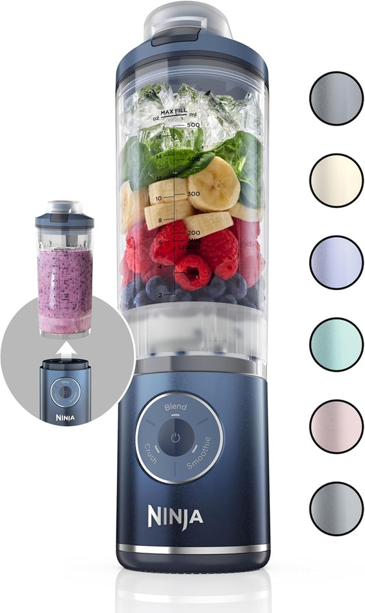 Ninja Blast Max, Portable Blender + Twist & Go, Personal Blender, Ninja Blender, Smoothie, Blend, Ice Crush, 3 Programs, Cordless, 22 oz removable Vessel, Dishwasher Safe, Leakproof, Navy, BC251NV