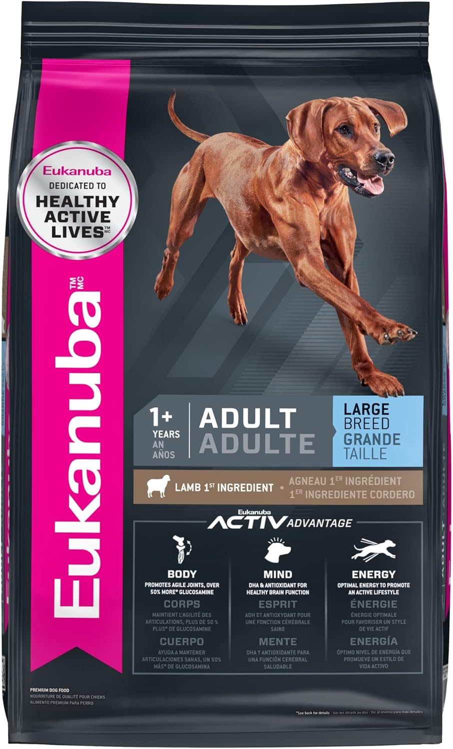 Eukanuba Adult Large Breed Dog Food Dry, Lamb 1st Ingredient, Dog Food Dry Formula for Large Dogs with Protein, DHA and Vitamins to Support an Active Lifestyle, 30 lb Bag