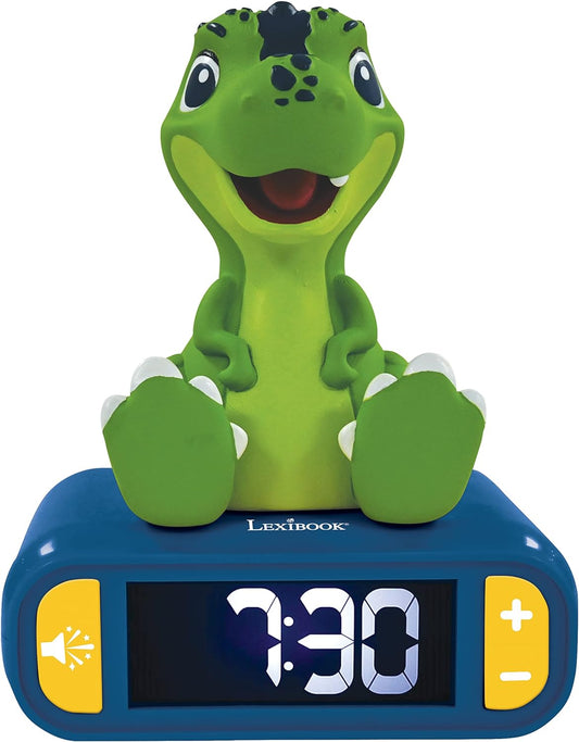 Lexibook - Dinosaur Nightlight Alarm Clock, Clock, Alarm Clock for Boys and Girls, Snooze, Blue\/Green - RL800DINO