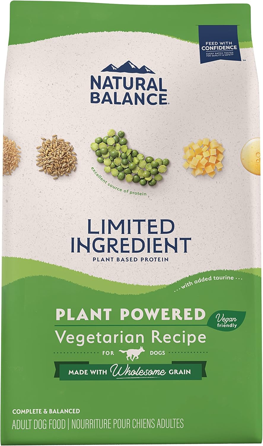 Natural Balance Limited Ingredient Adult Dry Dog Food with Vegan Plant Based Protein and Healthy Grains, Vegetarian Recipe, 24 Pound (Pack of 1)