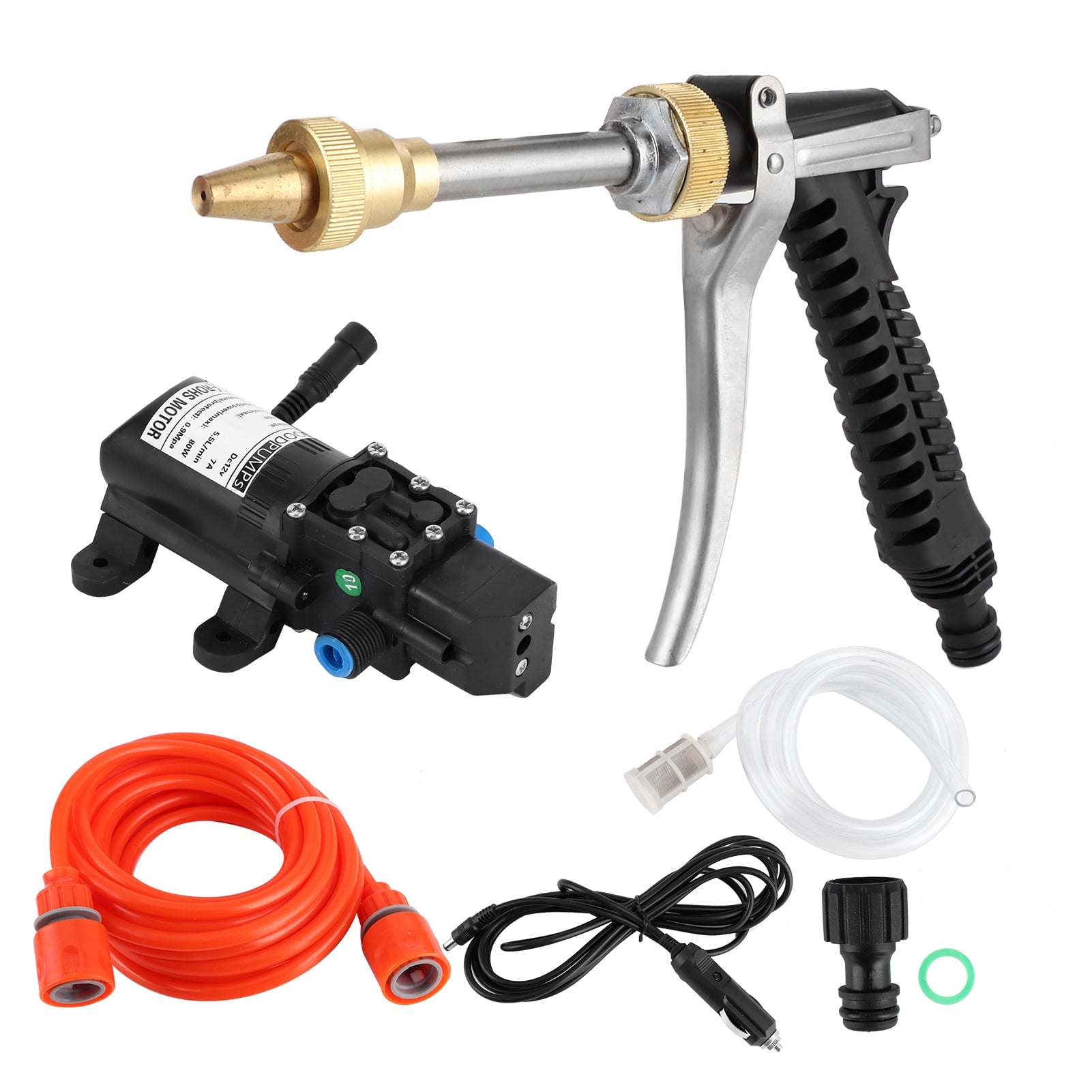 80W Car Powerful Wash Cleaner 12V Portable 130PSI High Pressure Washer Water Pump Hose Kit