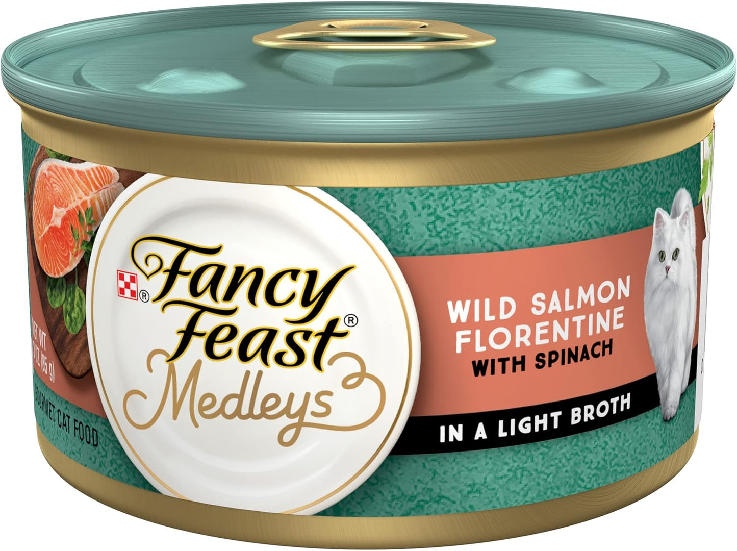 Purina Fancy Feast Wet Cat Food, Medleys Wild Salmon Florentine With Garden Greens in Delicate Sauce - (Pack of 24) 3 oz. Cans