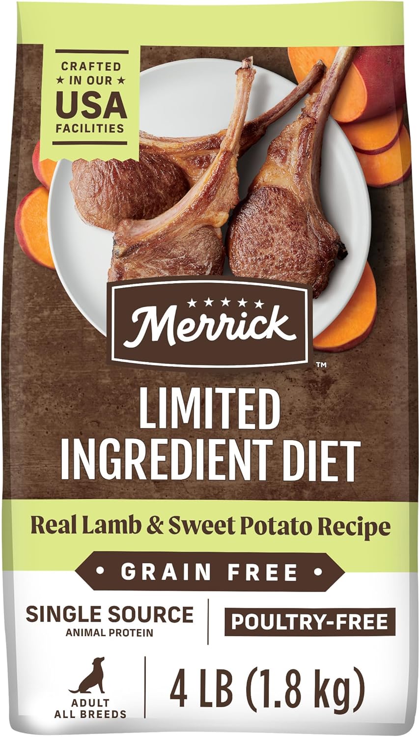 Merrick Limited Ingredient Diet Grain Free Dry Dog Food, Premium And Healthy Kibble With Lamb And Sweet Potato - 22.0 lb. Bag