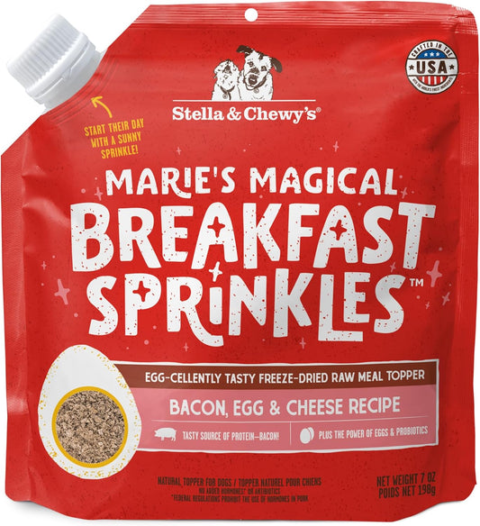 Stella & Chewy's Marie's Magical Breakfast Sprinkles Freeze-Dried Raw Bacon, Egg & Cheese Recipe Grain-Free Dog Food Topper, 7-oz Bag