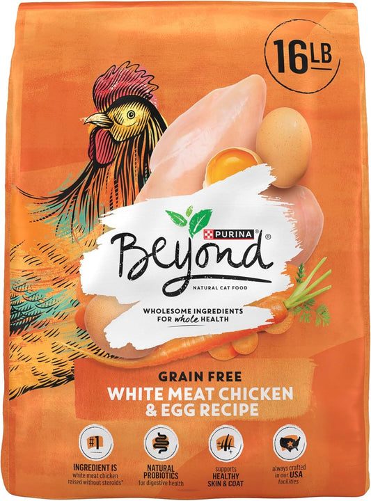 Purina Beyond Grain Free White Meat Chicken and Egg Recipe Natural Cat Food High Protein Cat Food Dry Formula - 16 Lb. Bag