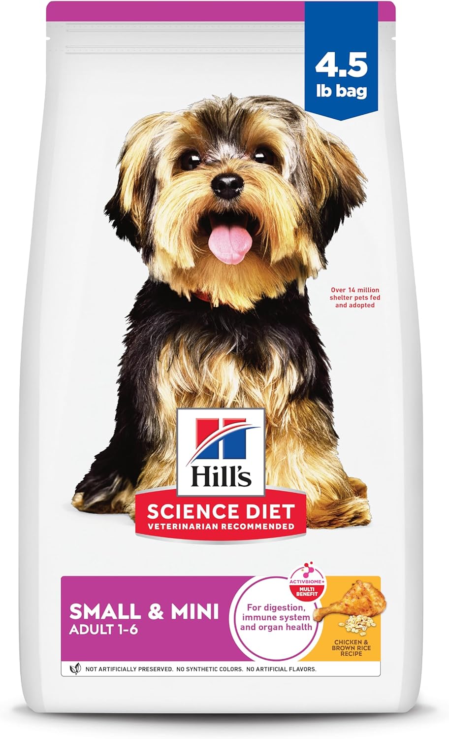 Hill's Science Diet Small & Mini, Adult 1-6, Small & Mini Breeds Premium Nutrition, Dry Dog Food, Chicken & Brown Rice, 4.5 lb Bag