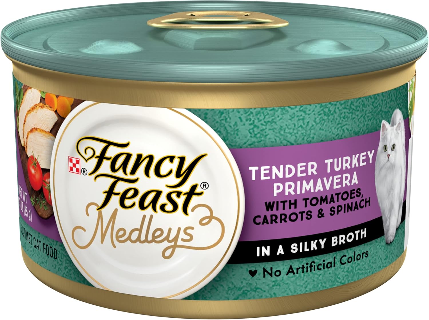 Purina Fancy Feast Wet Cat Food, Medleys Tender Turkey Primavera With Tomatoes, Carrots and Spinach in Broth - (Pack of 24) 3 oz. Cans