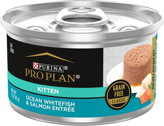 Purina Pro Plan Grain Free Wet Kitten Food Pate, Ocean Whitefish & Salmon Formula - (Pack of 24) 3 oz. Pull-Top Cans