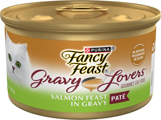 Purina Fancy Feast Gravy Lovers Salmon Feast Pate in Wet Cat Food Gravy - (Pack of 24) 3 oz. Cans