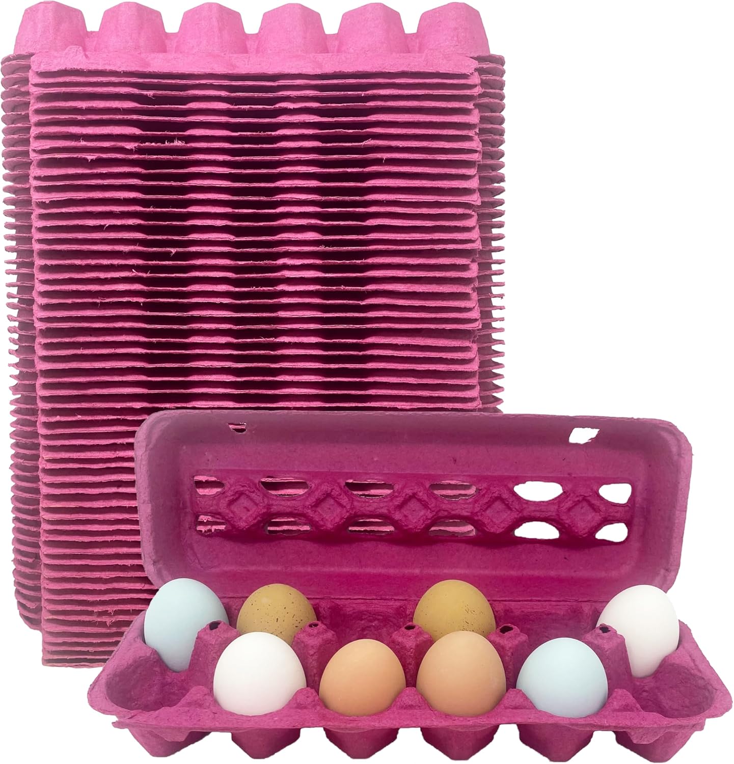 Pink Paper Pulp Egg Cartons - 50 Pack