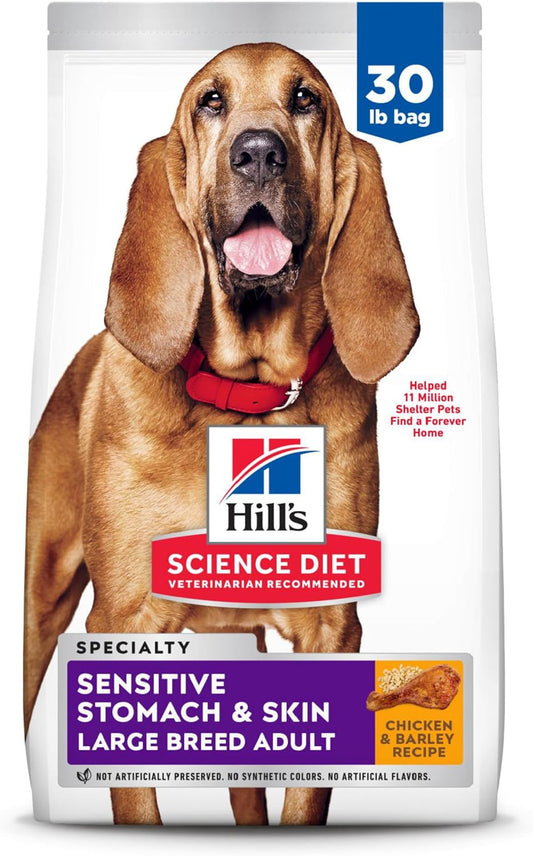 Hill's Science Diet Sensitive Stomach & Skin, Adult 1-5, Large Breed Stomach & Skin Sensitivity Support, Dry Dog Food, Chicken Recipe, 30 lb Bag