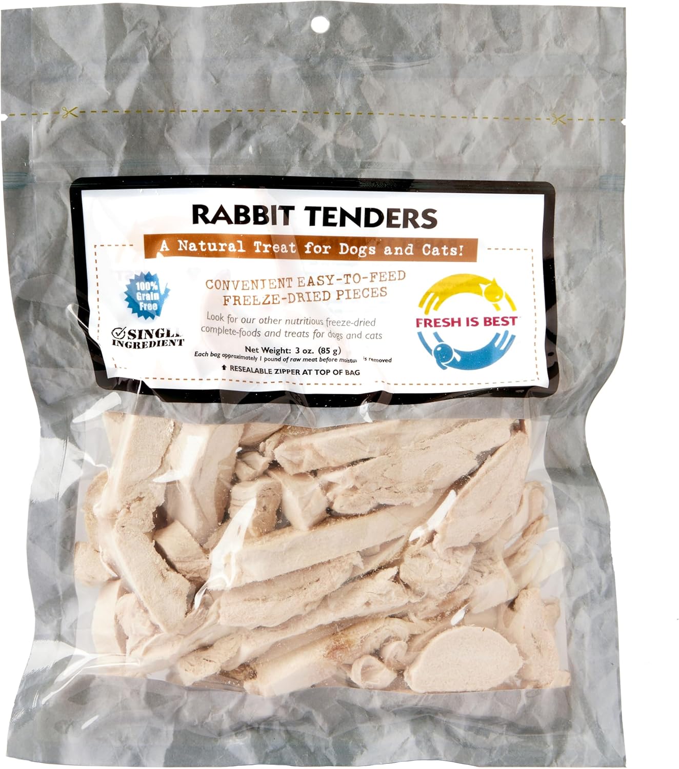 Fresh Is Best - Freeze Dried Healthy Raw Meat Treats for Dogs & Cats - Rabbit Tenders