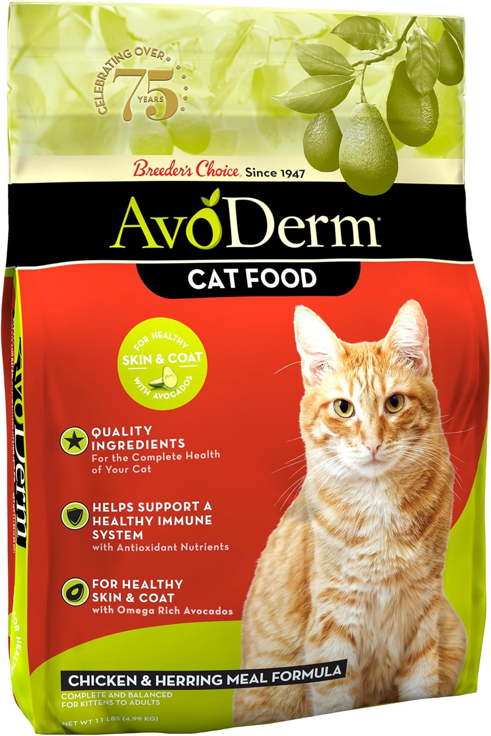 AvoDerm Chicken & Herring Meal Adult Dry Cat Food, 11lb bag