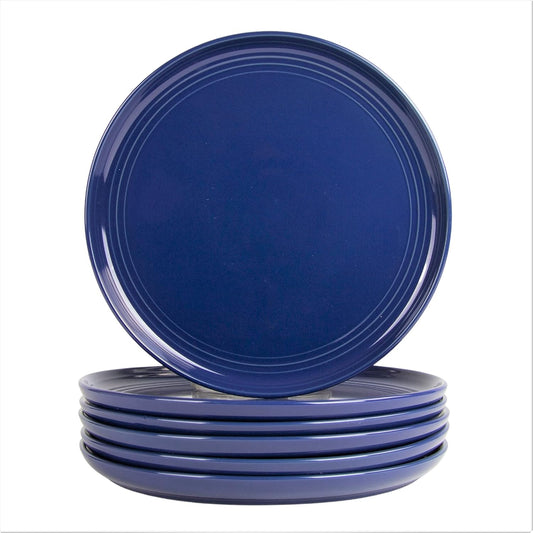 Double Line 10.5" Dinner Plate, Set of 6, Cobalt Blue