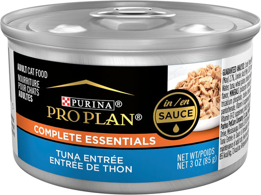 Purina Pro Plan High Protein Wet Cat Food, Complete Essentials Tuna Entree in Sauce - 3 oz. Pull-Top Can - (Pack of 24) 3 oz. Pull-Top Cans