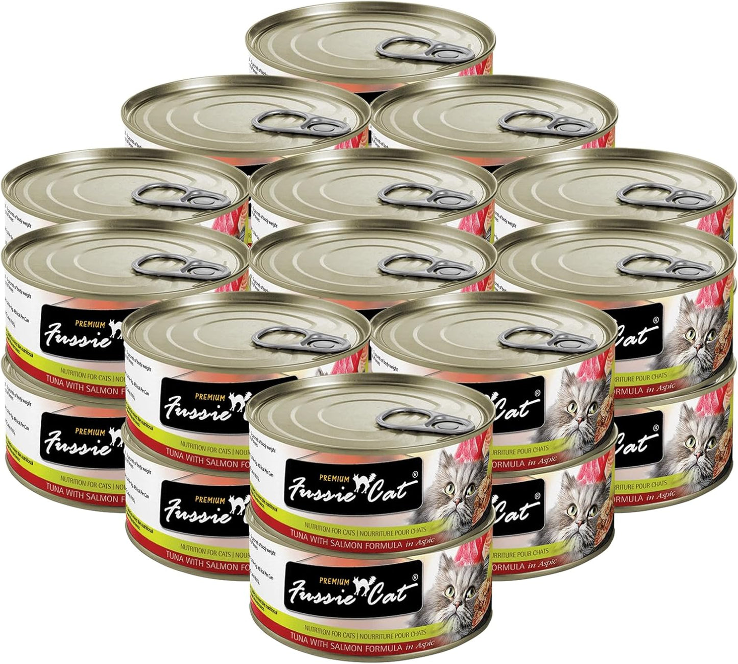 Fussie Cat Premium Tuna & Salmon in Aspic Grain-Free Wet Cat Food - 2.82oz Cans - Case of 24 Cans (Tuna & Salmon in Aspic)