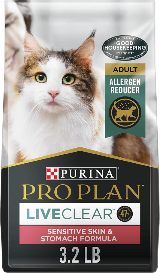 Purina Pro Plan Allergen Reducing, High Protein Cat Food, LIVECLEAR Turkey and Oatmeal Formula - 3.2 lb. Bag