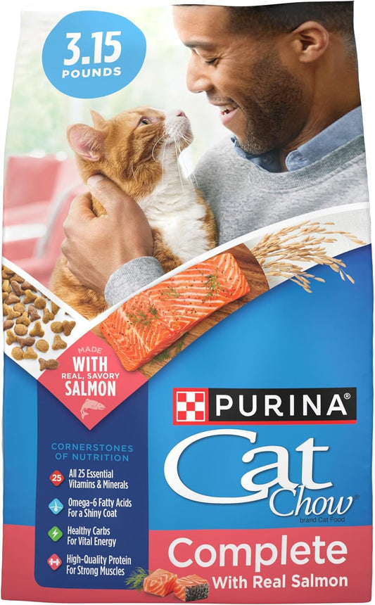 Purina Cat Chow Complete High Protein With Salmon Cat Food Dry Formula - (Pack of 4) 3.15 lb. Bags