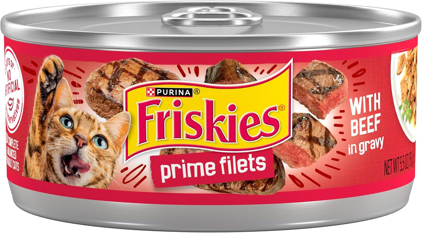 Purina Friskies Prime Filets with Beef in Wet Cat Food Gravy - (Pack of 24) 5.5 oz. Cans