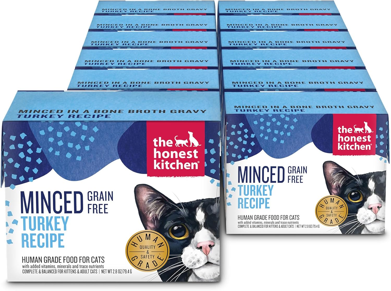 The Honest Kitchen Grain Free Minced Turkey in Bone Broth Gravy Wet Cat Food, 2.8 oz x12