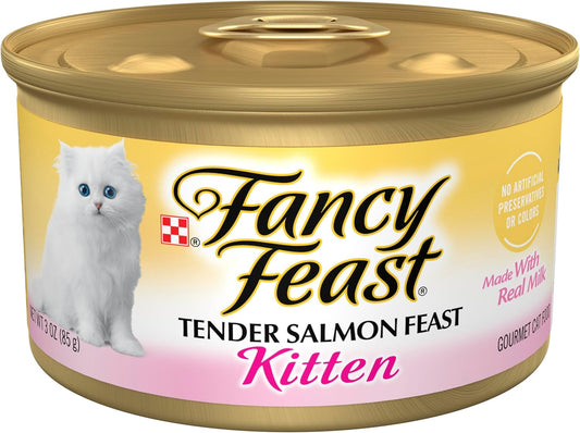 Purina Fancy Feast Kitten Tender Salmon Feast Wet Kitten Food - (Pack of 24) 3 Oz. Cans