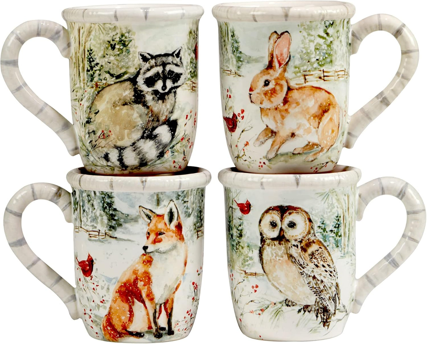 Certified International Winter's Walk 16 oz. Mugs, Set of 4, Multicolor