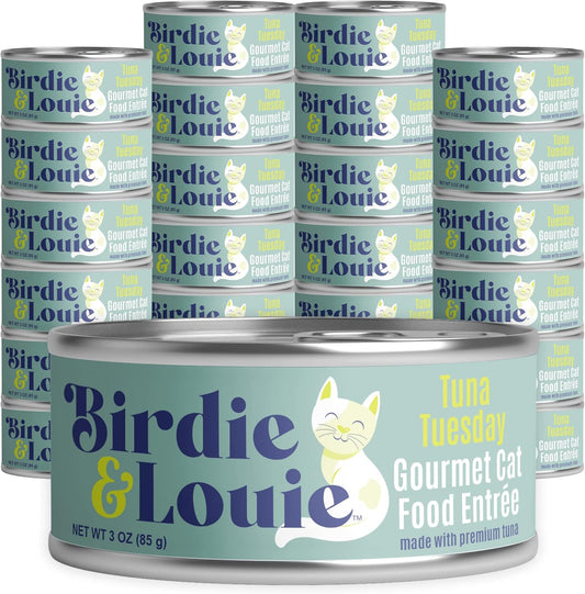 Birdie & Louie Tuna Tuesday Wet Cat Food Gourmet Entrees, Flakes in Broth, 3 Oz (24 Cans)