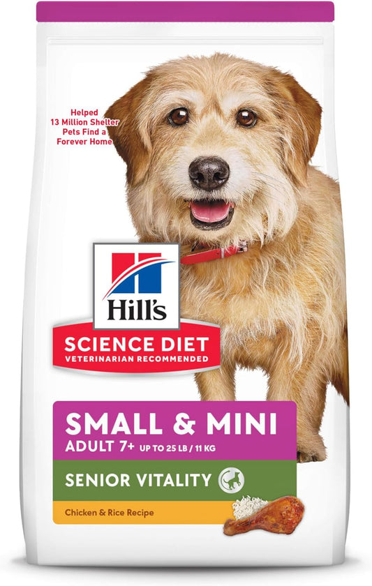 Hill's Science Diet Adult 7+ Senior Vitality Small & Mini Chicken & Rice Recipe Dry Dog Food 12.5 lbs.