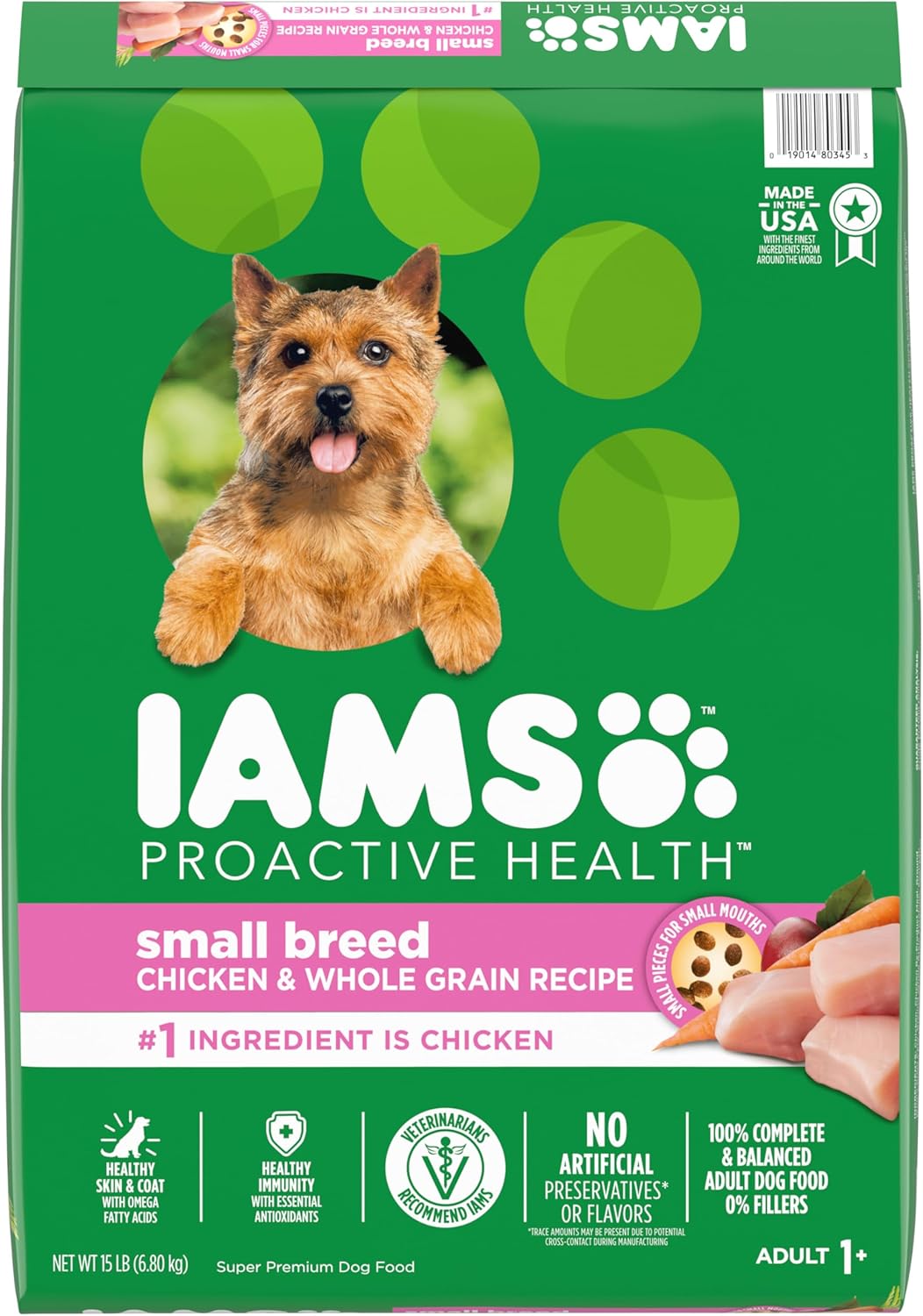 IAMS Small & Toy Breed Adult Dry Dog Food for Small Dogs with Real Chicken, 15 lb. Bag