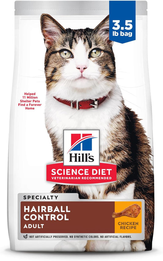 Hill's Science Diet Adult Hairball Control Chicken Recipe Dry Cat Food, 3.5 lbs.