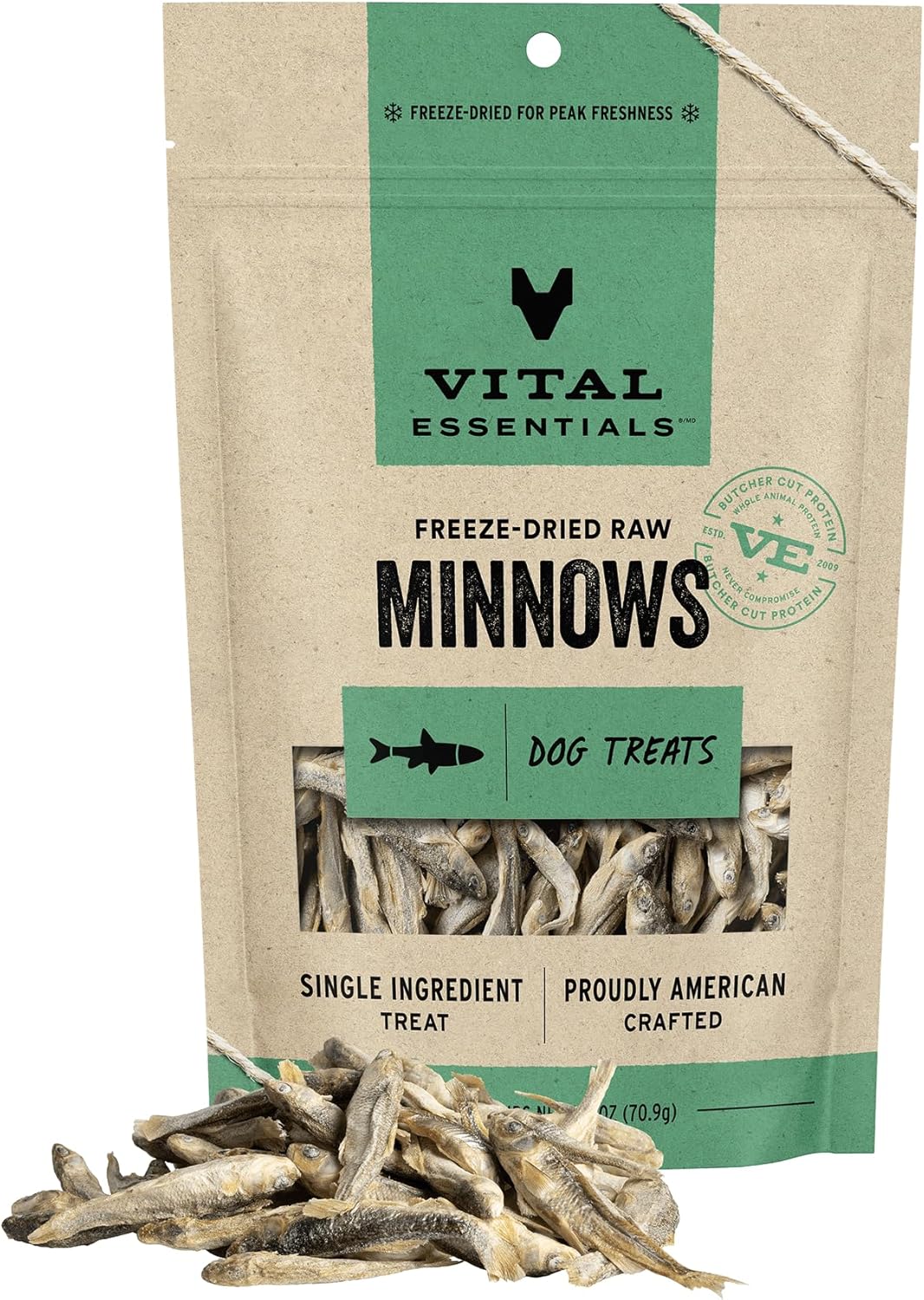 Vital Essentials Freeze Dried Raw Single Ingredient Dog Treats, Minnows, 2.5 oz | Premium Quality High Protein Training Treats | Grain Free, Gluten Free, Filler Free