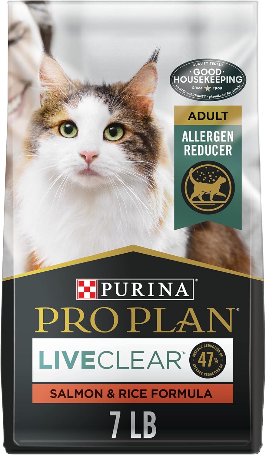 Purina Pro Plan Allergen Reducing, High Protein Cat Food, LIVECLEAR Salmon and Rice Formula - 7 lb. Bag