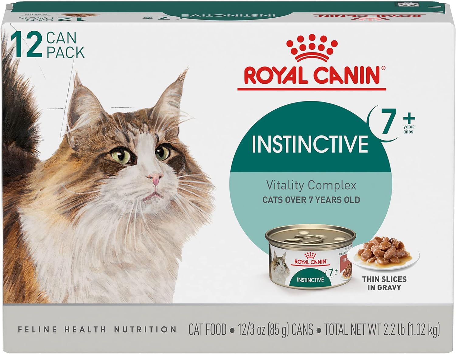 Royal Canin Instinctive 7+ Years Thin Slices in Gravy Wet Cat Food, 3 oz can (12-Count)