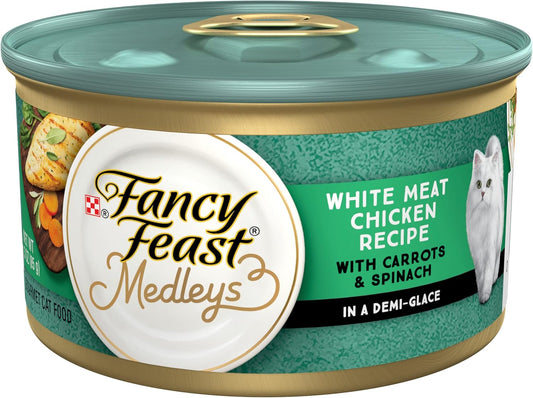 Purina Fancy Feast High Protein Wet Cat Food, Medleys White Meat Chicken With Garden Veggies in Sauce Marron - (Pack of 24) 3 oz. Cans